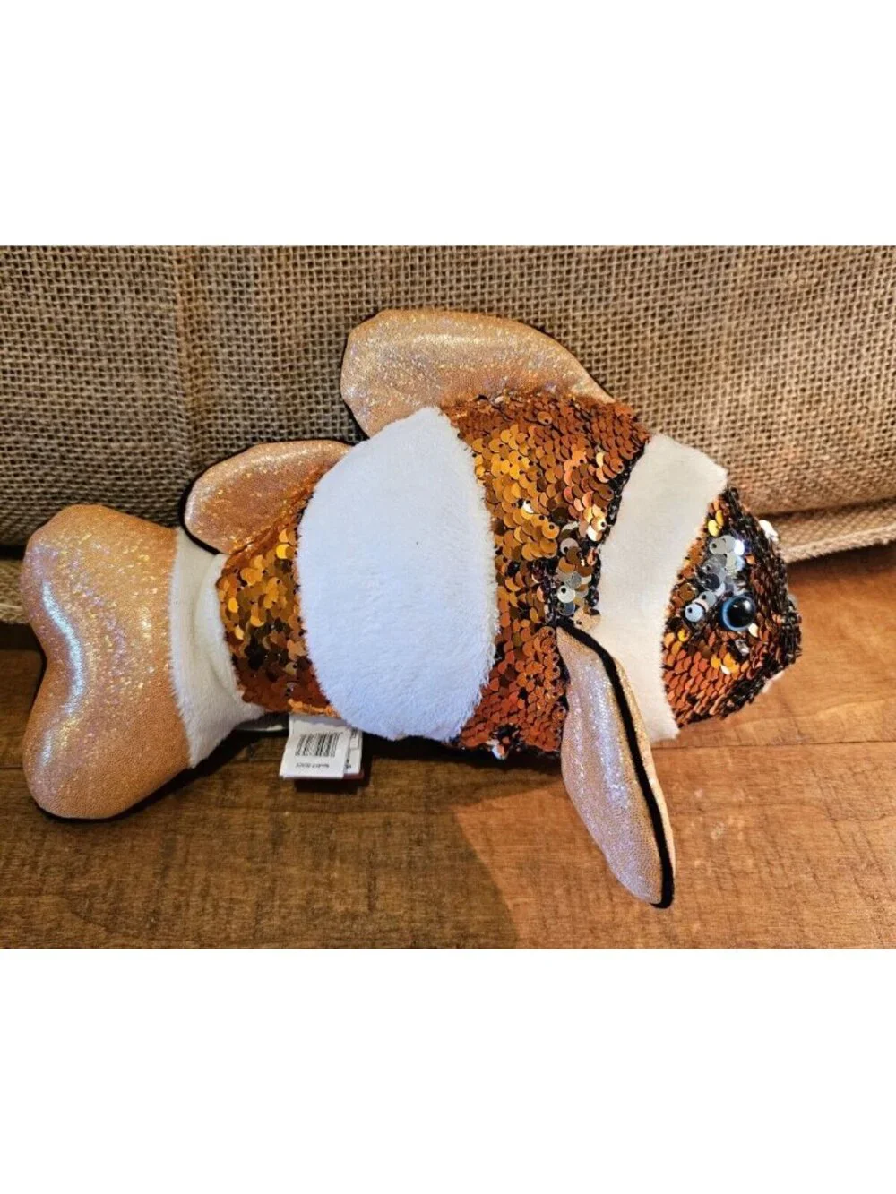 New With Tags ADVENTURE PLANET CLOWN FISH PLUSH FLIP SEQUINS 9” SUPER CUTE!!
